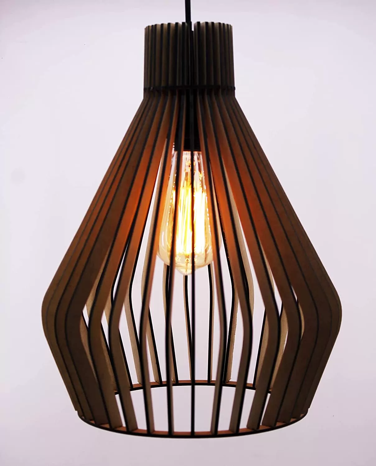 1 Crown Shaped Wooden Pendant Hanging Light