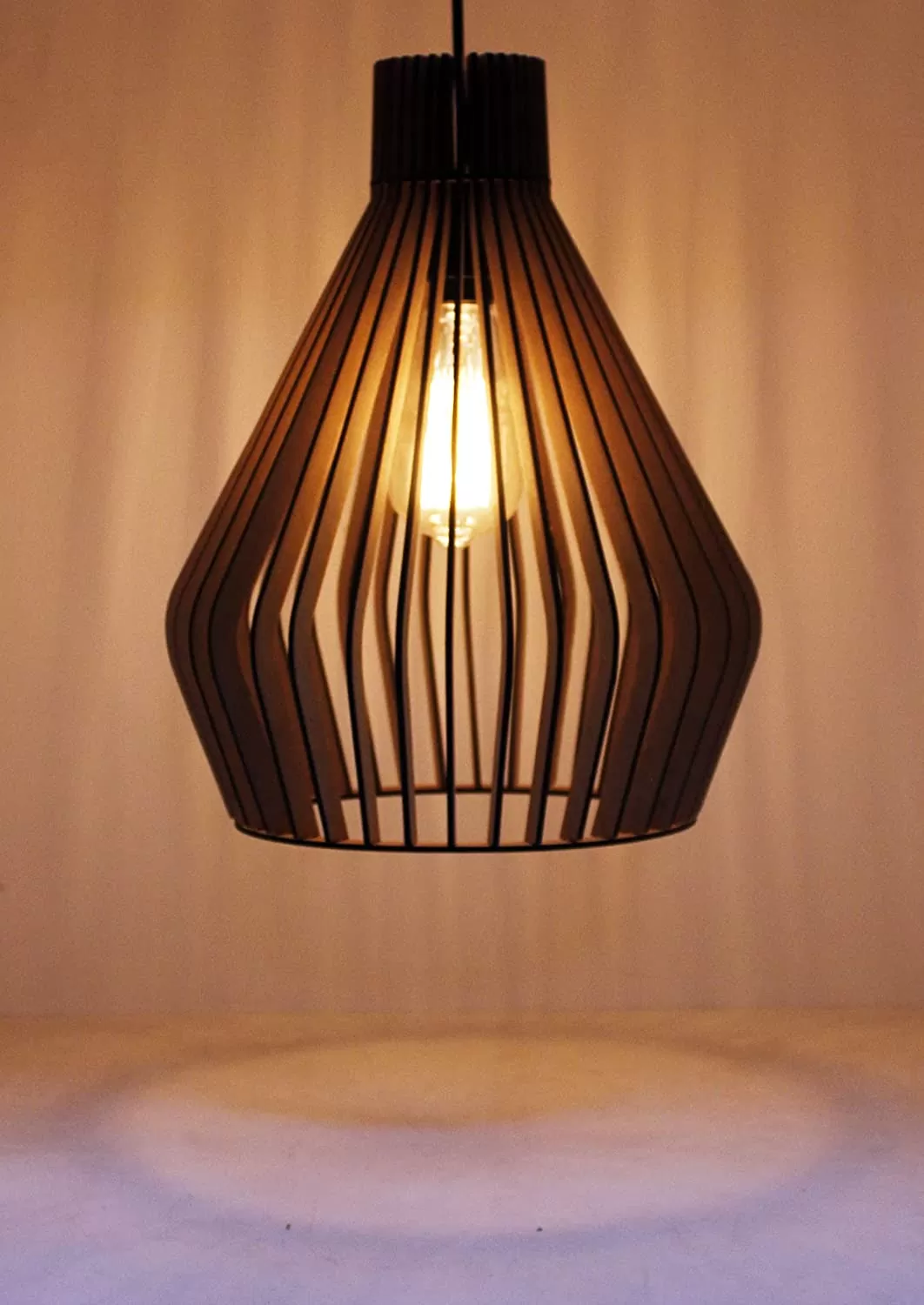 3 Crown Shaped Wooden Pendant Hanging Light